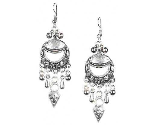 Silver Oxidized Earrings Jhumka Jhumki Bali Imitation Indian Bollywood Ethnic Wedding Jewelry H5